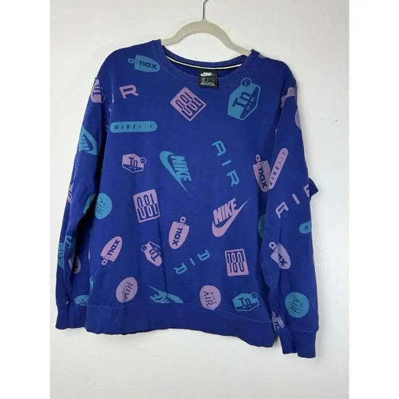 Nike air max printed crewneck sweatshirt size XSmall Blue Purple STREETWEAR - Picture 1 of 6